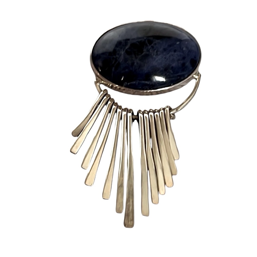 ATI Mexico Sterling Silver Lapis Fringe Brooch. Pre owned